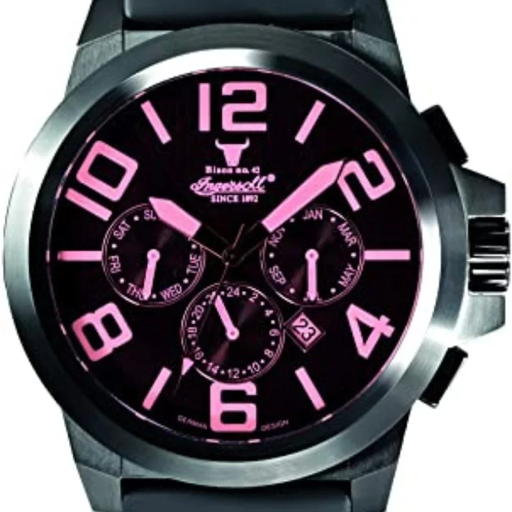 INGERSOLL MEN'S BISON 48MM BLACK POLYURETHANE BAND AUTOMATIC WATCH 4107BBPU